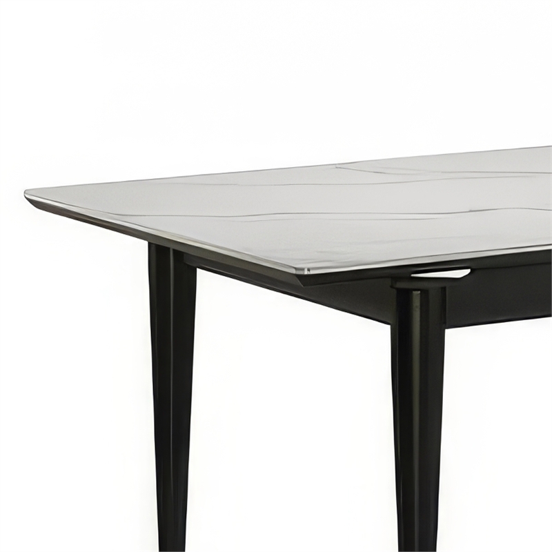 Maddy Dining Table- Sintered Stone Top- Legs w Chrome Caps- Black 71 Inch