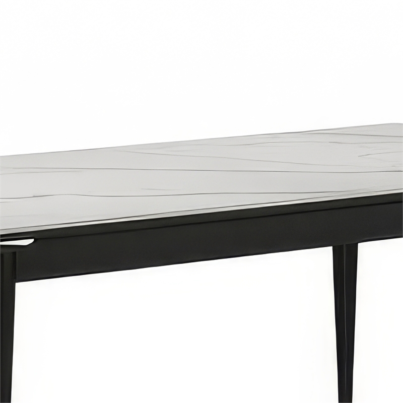 Maddy Dining Table- Sintered Stone Top- Legs w Chrome Caps- Black 71 Inch