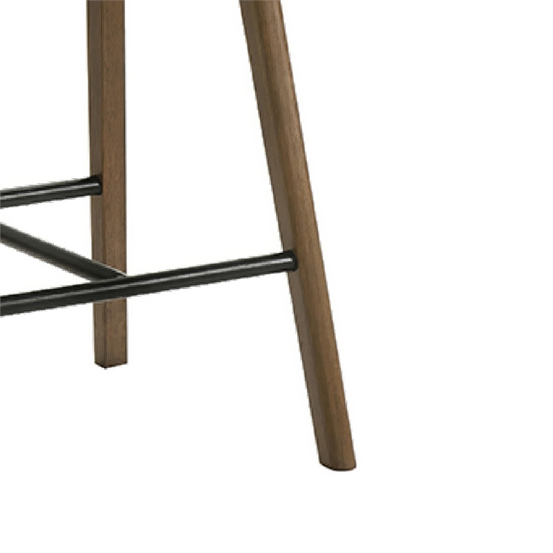 Amal Counter Height Stool Set of 2- Saddle Faux Leather Seat- Walnut Brown