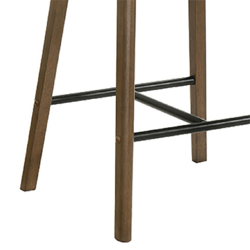 Amal Counter Height Stool Set of 2- Saddle Faux Leather Seat- Walnut Brown