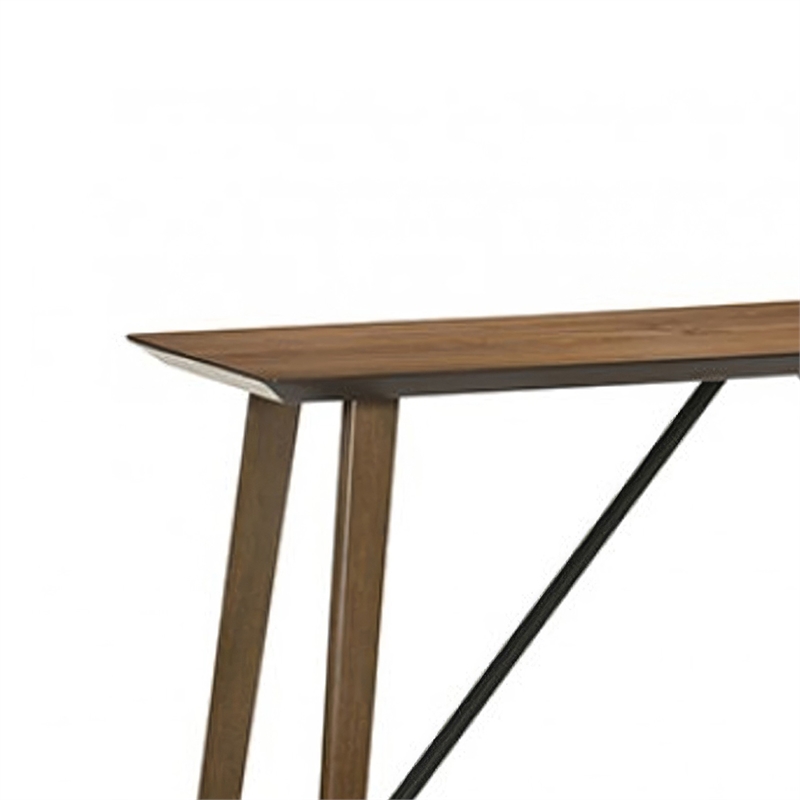 Amal Counter Height Table- Trestle Base w Cross Bar- Walnut Brown 59 Inch