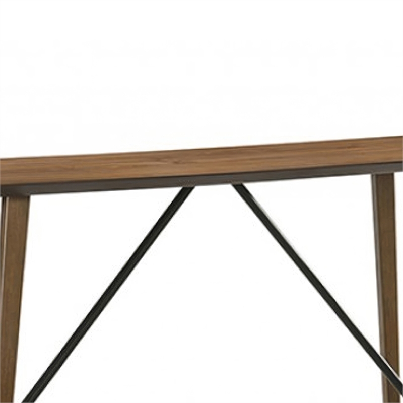 Amal Counter Height Table- Trestle Base w Cross Bar- Walnut Brown 59 Inch