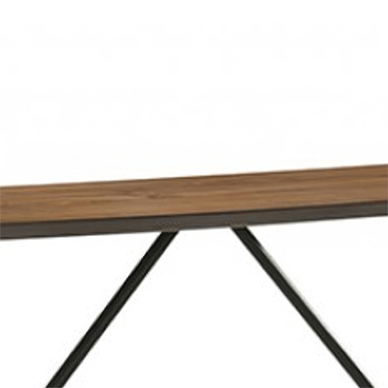Amal Counter Height Table- Trestle Base w Cross Bar- Walnut Brown 59 Inch