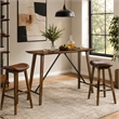Amal Counter Height Table- Trestle Base w Cross Bar- Walnut Brown 59 Inch