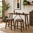 Amal Counter Height Table- Trestle Base w Cross Bar- Walnut Brown 59 Inch