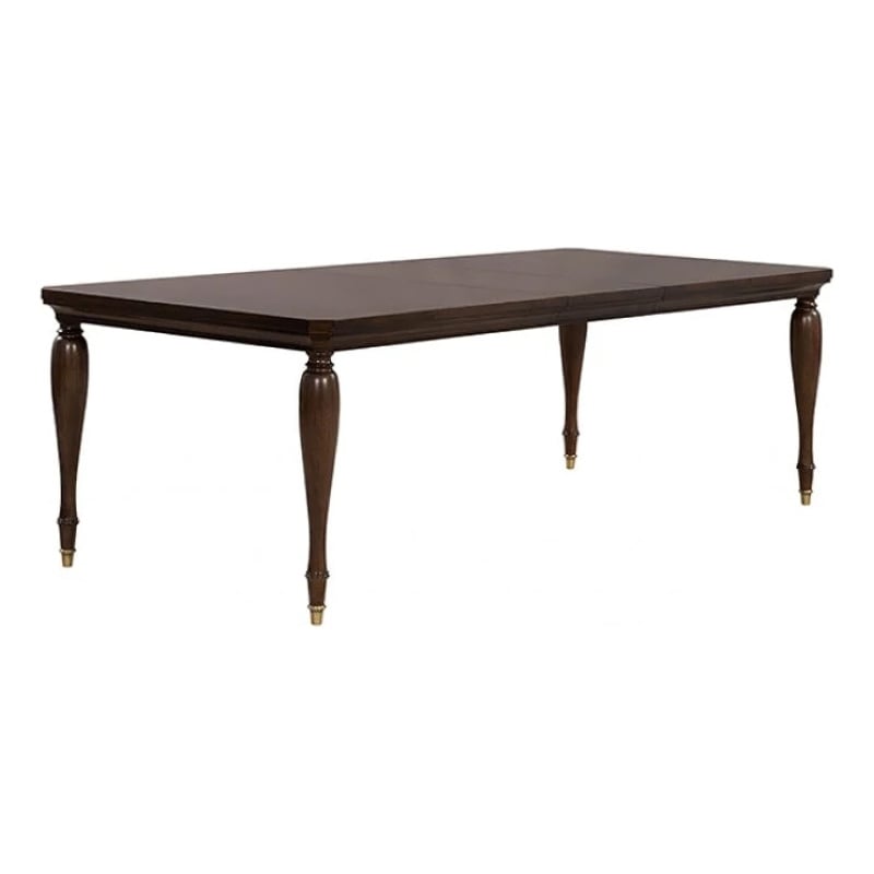 Raam Extendable Dining Table- Turned Legs- Cherry Brown 76-94 Inch