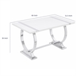 Hols Dining Table- Silver Banding on White Top- O-Shaped Steel Legs 60 Inch