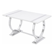 Hols Dining Table- Silver Banding on White Top- O-Shaped Steel Legs 60 Inch