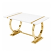Hols Dining Table- Gold Banding on White Top- O-Shaped Steel Legs 80 Inch