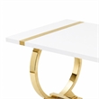 Hols Dining Table- Gold Banding on White Top- O-Shaped Steel Legs 80 Inch