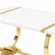 Hols Dining Table- Gold Banding on White Top- O-Shaped Steel Legs 80 Inch