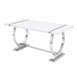 Hols Dining Table- Silver Banding on White Top- O-Shaped Steel Legs 80 Inch