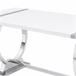 Hols Dining Table- Silver Banding on White Top- O-Shaped Steel Legs 80 Inch