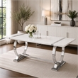Hols Dining Table- Silver Banding on White Top- O-Shaped Steel Legs 80 Inch