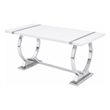 Hols Dining Table- Silver Banding on White Top- O-Shaped Steel Legs 80 Inch