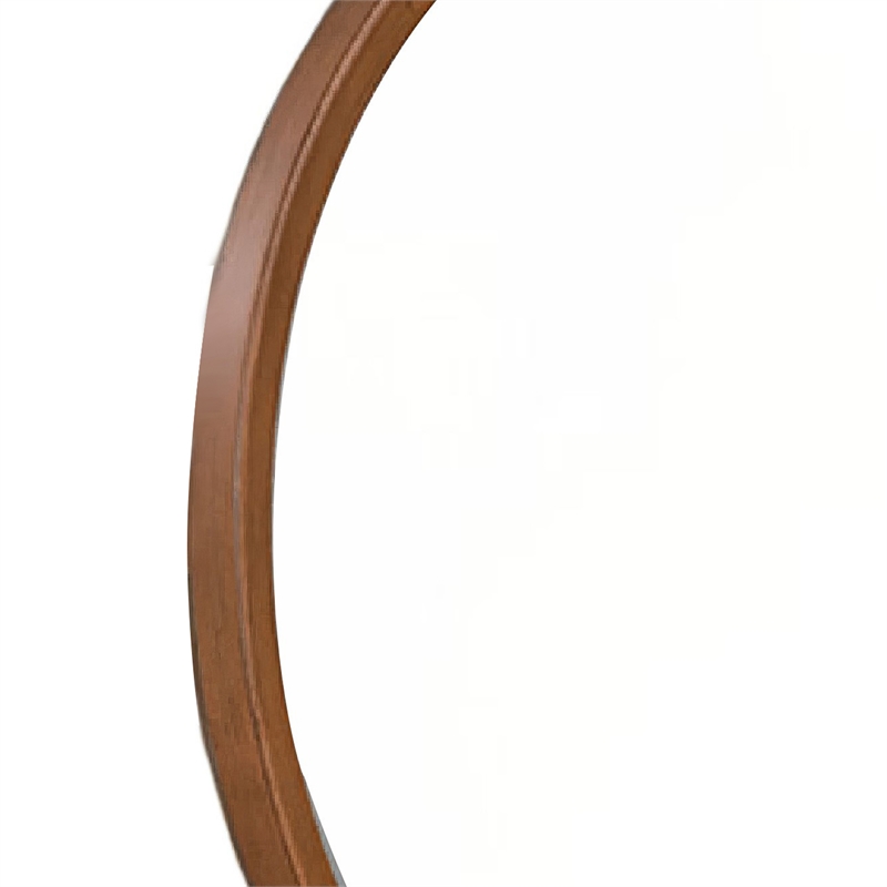 Urne Dresser Mirror- Framed Design- Walnut Brown Wood- 36 Inch Round