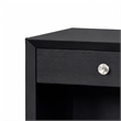 Tora Nightstand- 2 USB Ports- Drawer and Shelf- Silver Capped Legs- Black