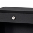 Tora Nightstand- 2 USB Ports- Drawer and Shelf- Silver Capped Legs- Black