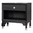 Tora Nightstand- 2 USB Ports- Drawer and Shelf- Silver Capped Legs- Black