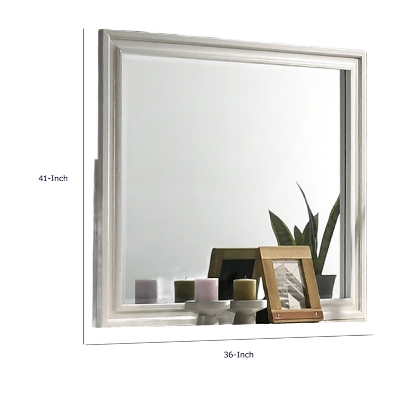 Hezi Dresser Mirror- Glam White- Multi Layer Molded Frame- 36x41