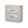 Fezi Nightstand- 2 Drawers- Silver Steel Finger Pulls- Dusty Gray