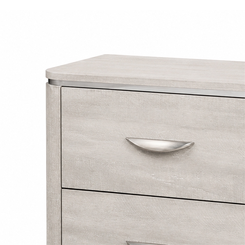 Fezi Nightstand- 2 Drawers- Silver Steel Finger Pulls- Dusty Gray