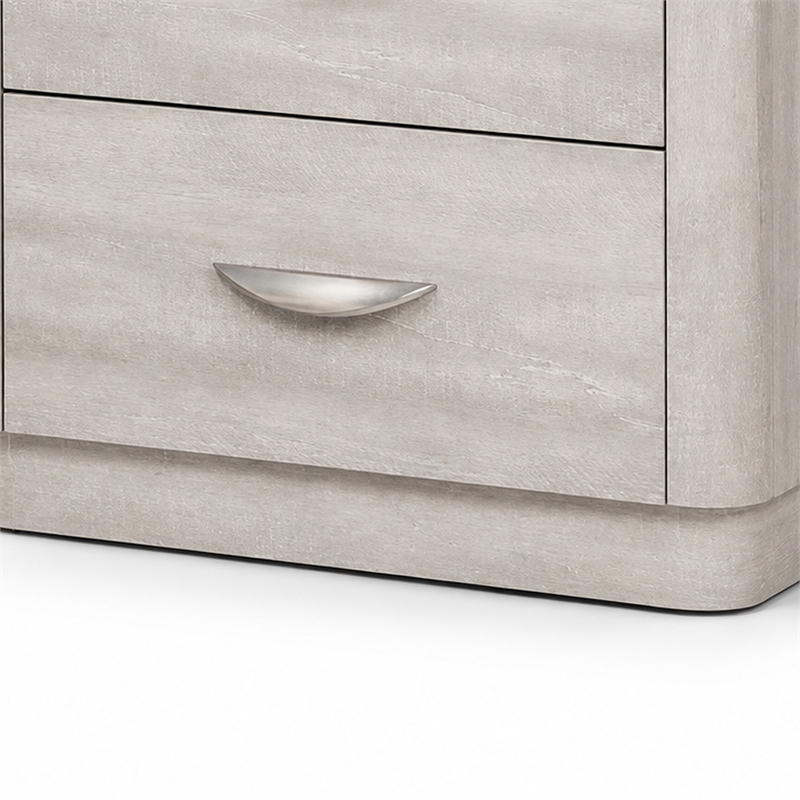 Fezi Nightstand- 2 Drawers- Silver Steel Finger Pulls- Dusty Gray