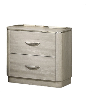 Fezi Nightstand- 2 Drawers- Silver Steel Finger Pulls- Dusty Gray