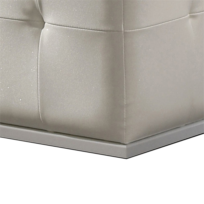 Keza Vanity Stool- White Tufted Seat- 19 Inch Cubic Membrane Press