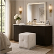 Keza Vanity Stool- White Tufted Seat- 19 Inch Cubic Membrane Press