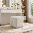 Keza Vanity Stool- White Tufted Seat- 19 Inch Cubic Membrane Press