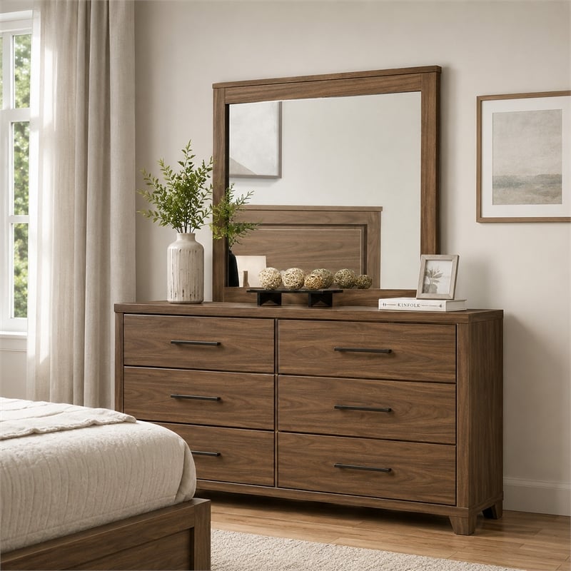 Pize Dresser Mirror-  Walnut Brown- 39x39 Landscape Frame