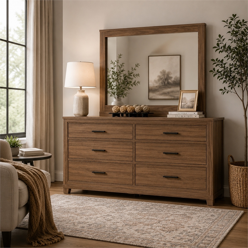 Pize Dresser Mirror-  Walnut Brown- 39x39 Landscape Frame