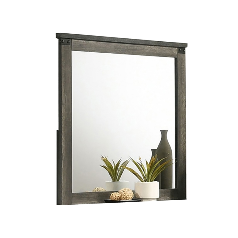 Bry Dresser Mirror- Crown Molded Top- 38x40 Rustic Gray Frame