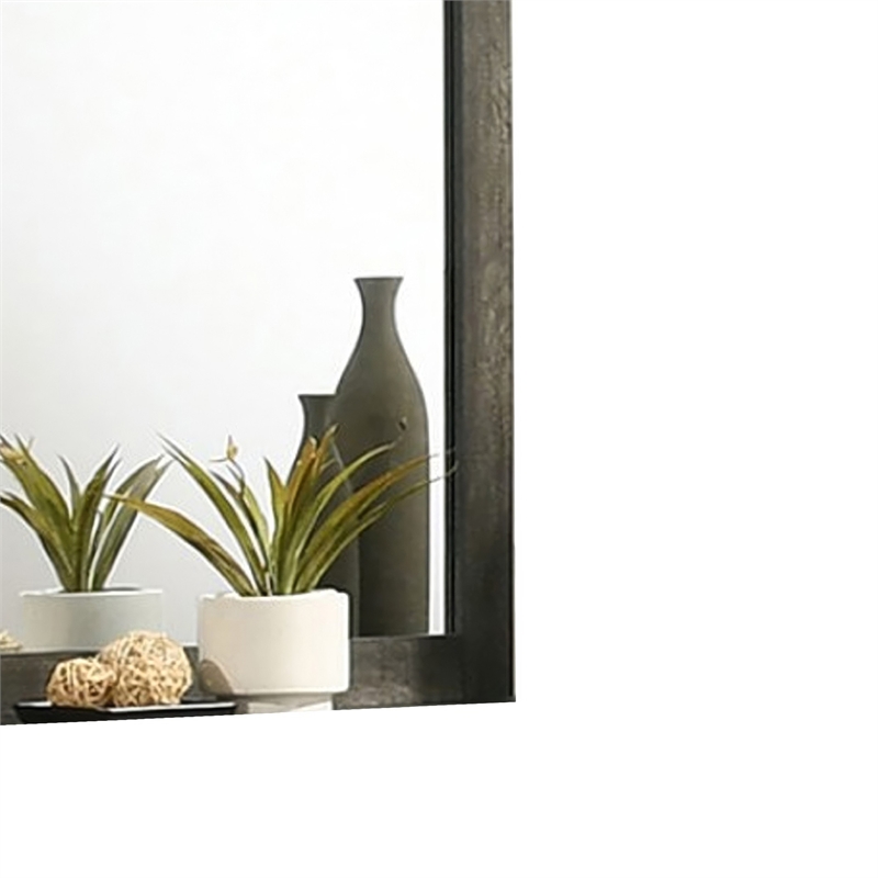 Bry Dresser Mirror- Crown Molded Top- 38x40 Rustic Gray Frame