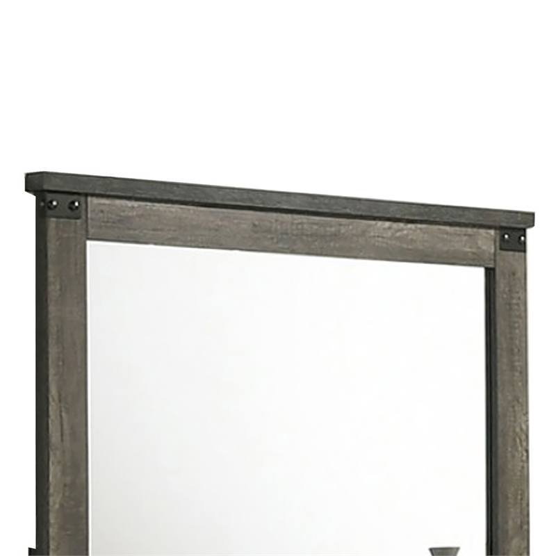 Bry Dresser Mirror- Crown Molded Top- 38x40 Rustic Gray Frame