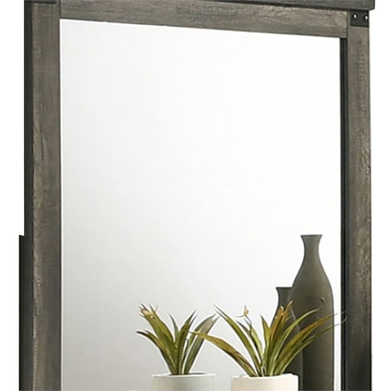 Bry Dresser Mirror- Crown Molded Top- 38x40 Rustic Gray Frame