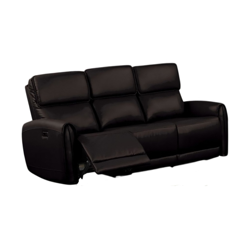 Sily Power Recliner Sofa w USB- Contour Arms- Foam Fill Black Faux Leather