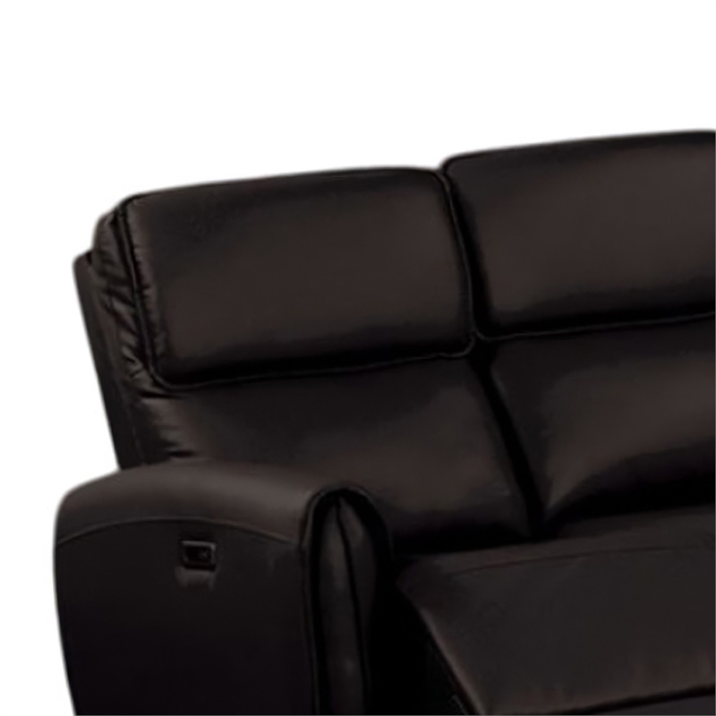 Sily Power Recliner Sofa w USB- Contour Arms- Foam Fill Black Faux Leather