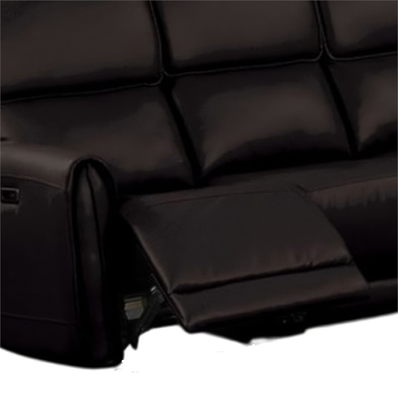 Sily Power Recliner Sofa w USB- Contour Arms- Foam Fill Black Faux Leather
