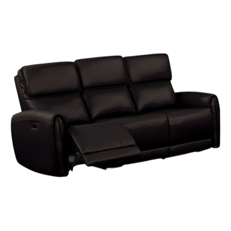 Sily Power Recliner Sofa w USB- Contour Arms- Foam Fill Black Faux Leather
