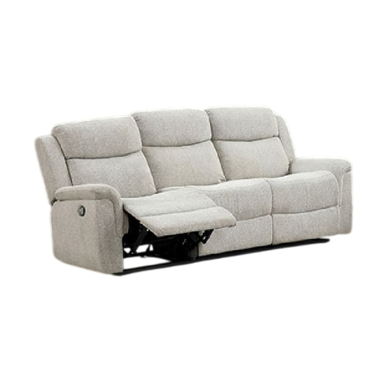 Becy Manual Recliner Sofa- Bustle-Back- Light Gray Cushions- 80 Inch