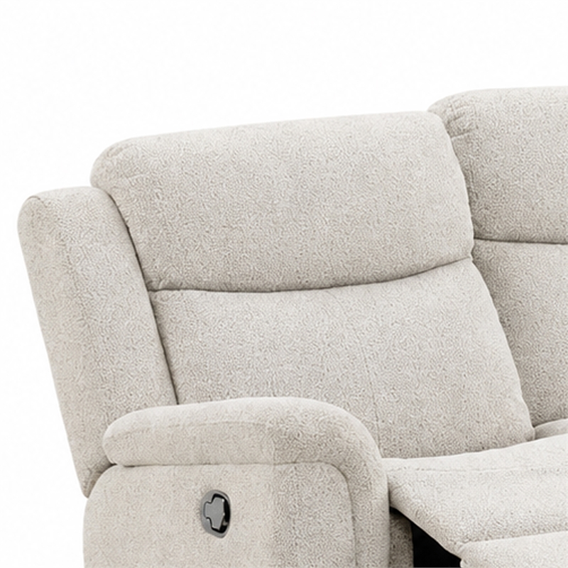 Becy Manual Recliner Sofa- Bustle-Back- Light Gray Cushions- 80 Inch
