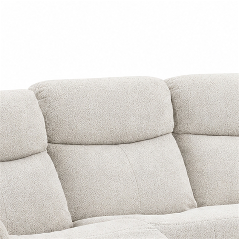 Becy Manual Recliner Sofa- Bustle-Back- Light Gray Cushions- 80 Inch