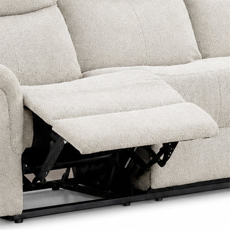 Becy Manual Recliner Sofa- Bustle-Back- Light Gray Cushions- 80 Inch