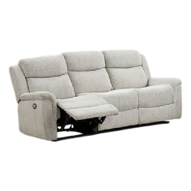Becy Manual Recliner Sofa- Bustle-Back- Light Gray Cushions- 80 Inch