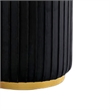 Karie Ottoman Stool- Gold Trim- Vertical Channel Design- Black Fabric