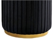 Karie Ottoman Stool- Gold Trim- Vertical Channel Design- Black Fabric