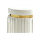 Karie Ottoman Stool- Gold Trim- Vertical Channel Design- White Fabric