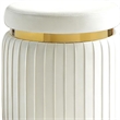 Karie Ottoman Stool- Gold Trim- Vertical Channel Design- White Fabric